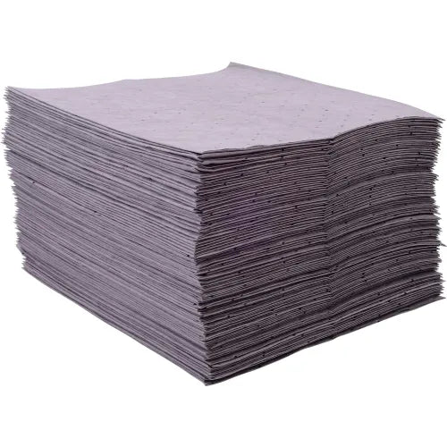 Global Industrial™ Universal Sorbent Pads, Medium-weight, 15"L x 18"W, Gray, 100/Pack