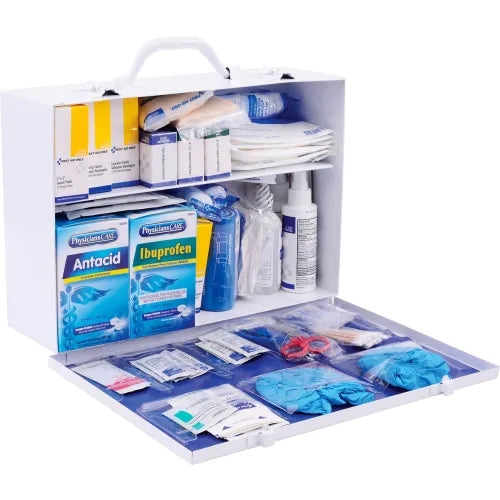 Global Industrial™ First Aid Kit, 50-75 Person, ANSI Compliant, 2-Shelf Steel Cabinet