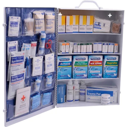 Global Industrial™ First Aid Kit, 100-150 Person, 2015 ANSI Compliant, 4-Shelf Steel Cabinet