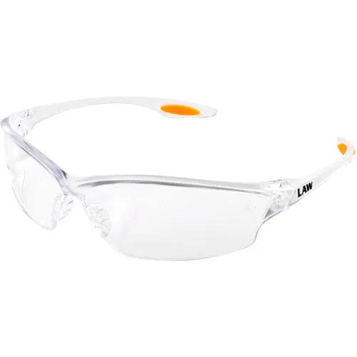 MCR Safety® Law® LW210AF Safety Glasses LW2, Orange Temple Insert, Clear Anti-Fog Lens