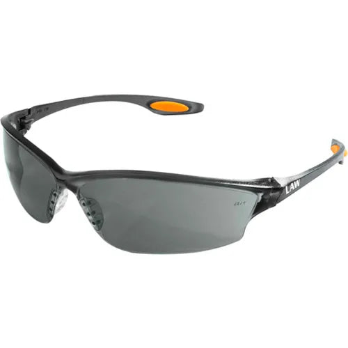 MCR Safety LW212 Law® 2 Safety Glasses, Orange Temple Inserts, Gray Lens