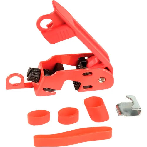 Master Lock® Grip Tight Circuit Breaker Lockout, Fits Std. Height & Tie-Bar Toggles - Pkg Qty 6