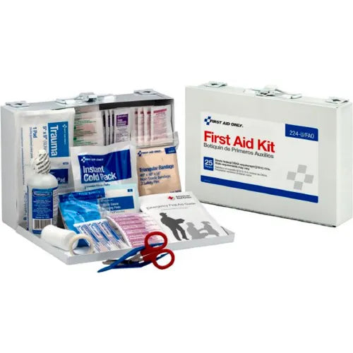 First Aid Only 224-U First Aid Kit for 25 People, 107 Pieces, OSHA Compliant, Metal Case