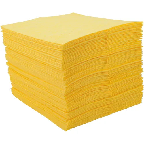 Global Industrial&#153; Hazmat Sorbent Pads, Heavyweight, 15&quot;W x 18&quot;L, Yellow, 100/Pack