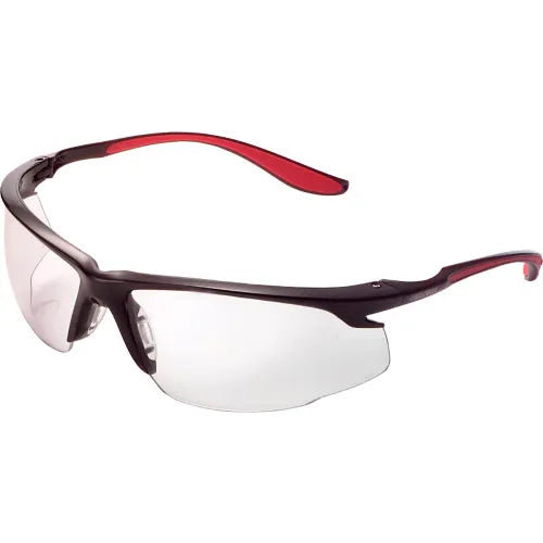 Global Industrial&#153; Sport Half Frame Safety Glasses, Anti-Fog, Clear Lens, Red Frame