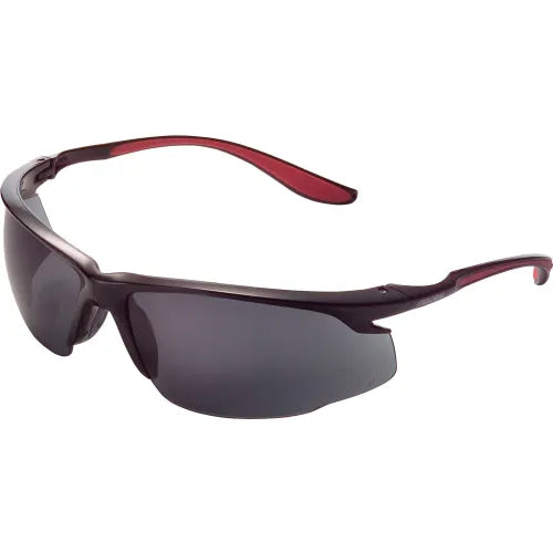 Global Industrial&#153; Sport Half Frame Safety Glasses, Anti-Fog, Smoke Lens, Red Frame