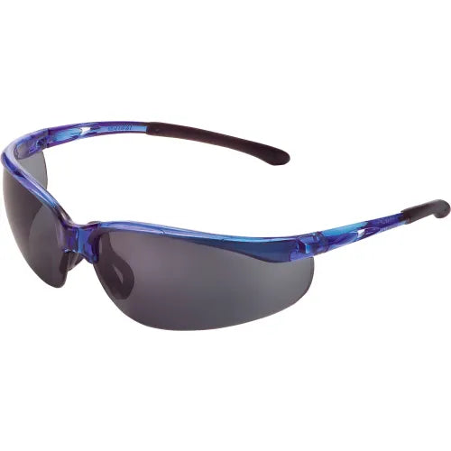 Global Industrial&#153; Half Frame Safety Glasses, Anti-Fog, Smoke Lens, Blue Frame