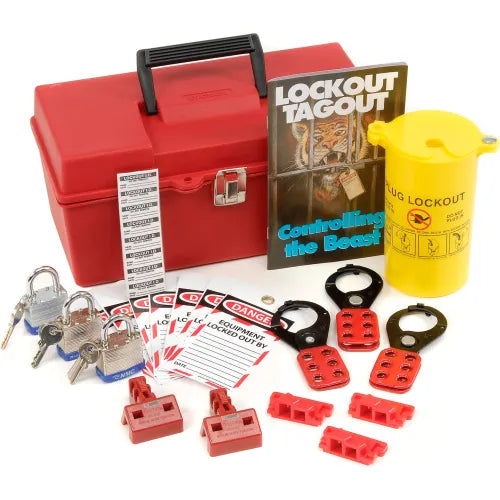 NMC™ Portable Electrical Lockout Kit w/ 14" Case, Plastic, Red