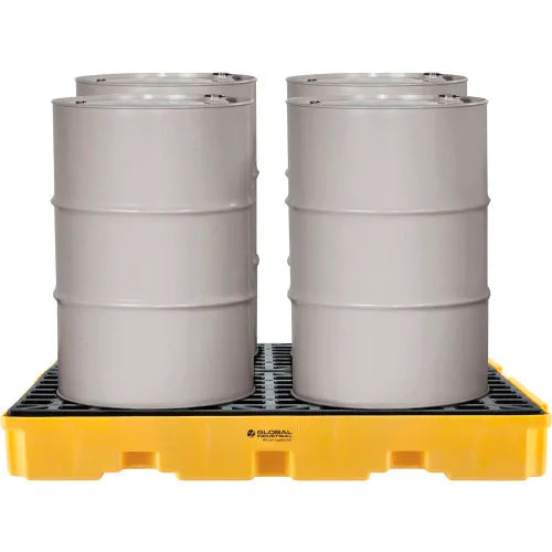 Global Industrial&#8482; 4-Drum Spill Containment Modular Platform - 2 Piece - Assembled