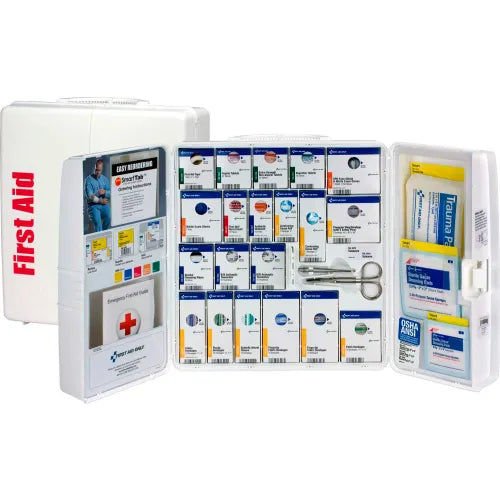 First Aid Only 1000-FAE-0103 Plastic SmartCompliance First Aid Cabinet With Medications, 50 Person