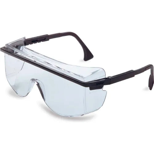 Uvex&#174; Astrospec S2500 OTG Safety Glasses, Black Frame, Clear Lens, Scratch-Resistant