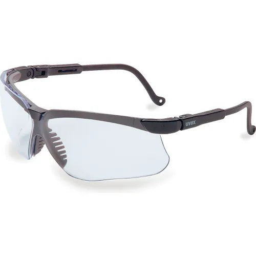 Honeywell Uvex Genesis Half Frame Safety Glasses, Anti-Scratch, Clear Ultra-Dura Lens, Black Frame