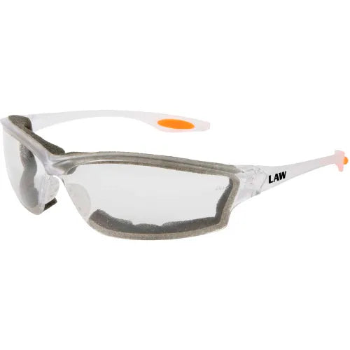 MCR Safety&#174; Law&#174; LW310AF Safety Glasses LW3, Orange Temple Insert, Clear Lens, Clear Frame